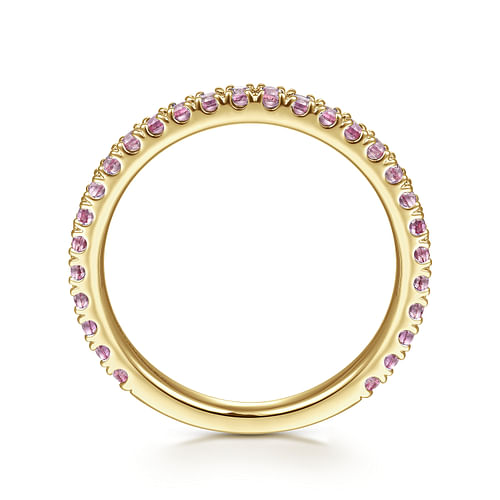14k Yellow Gold Pink Sapphire Stackable Ring - Shot 2
