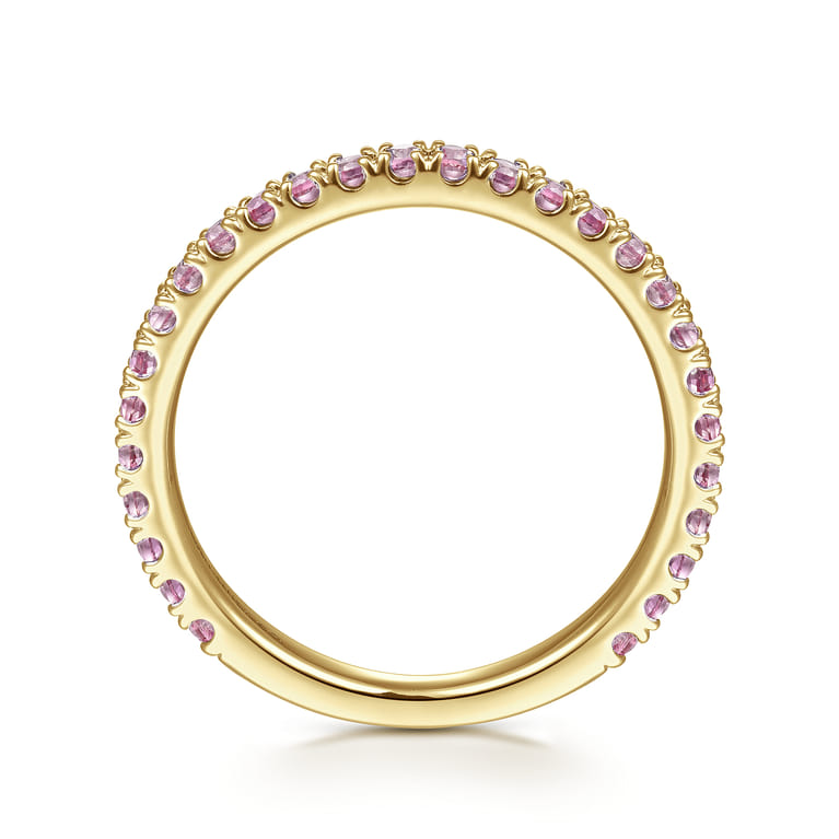 14k Yellow Gold Pink Sapphire Stackable Ring - Shot 2