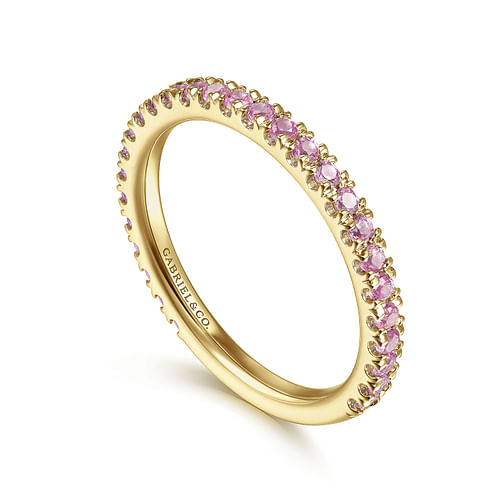 14k Yellow Gold Pink Sapphire Stackable Ring - Shot 3