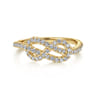 14k Yellow Gold Twisted Diamond Infinity Knot Ring - 0.4 ct