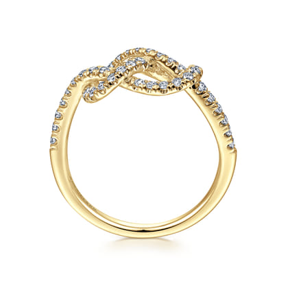 14k Yellow Gold Twisted Diamond Infinity Knot Ring