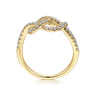 14k Yellow Gold Twisted Diamond Infinity Knot Ring - 0.4 ct