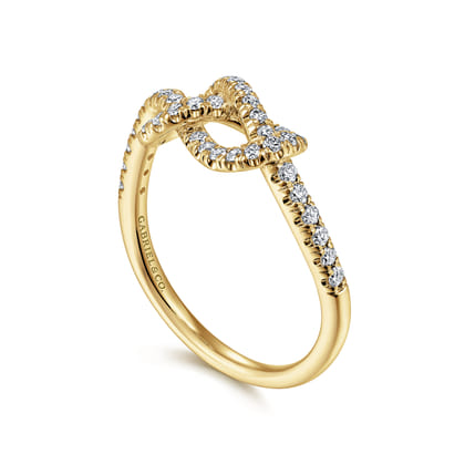 14k Yellow Gold Twisted Diamond Infinity Knot Ring