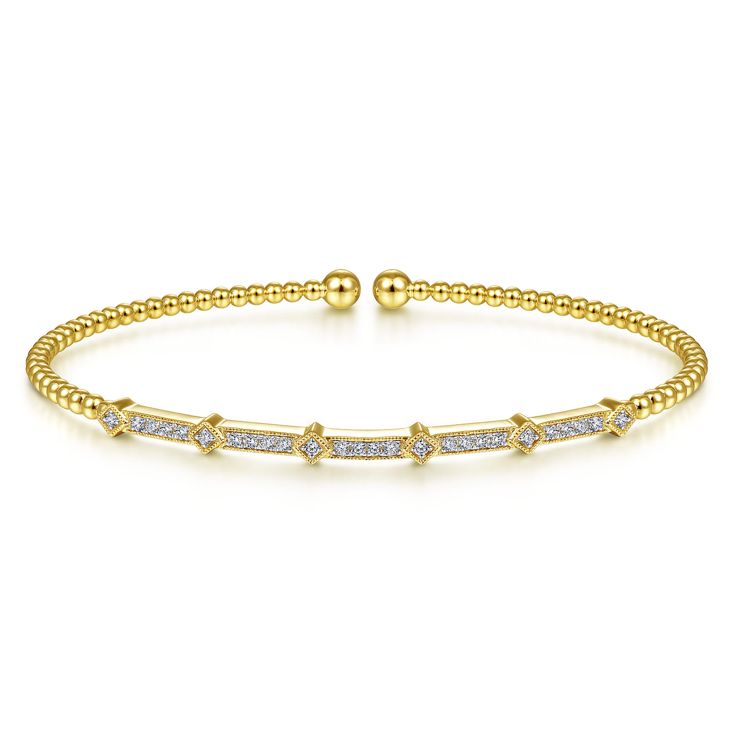 14k Yellow gold diamond bangle - 0.2 ct - Shot 1