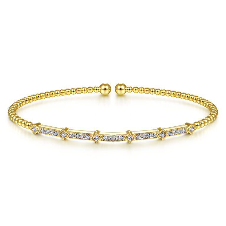 14k Yellow gold diamond bangle - 0.2 ct - Shot 1