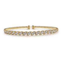 14k yellow gold diamond bangle