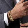 14mm 14K Yellow Gold Hollow Classic Plain Men's Cuban Link Chain Bracelet