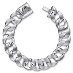 14mm 925 Sterling Silver Men's Solid Flat Heavy Link Chain Bracelet