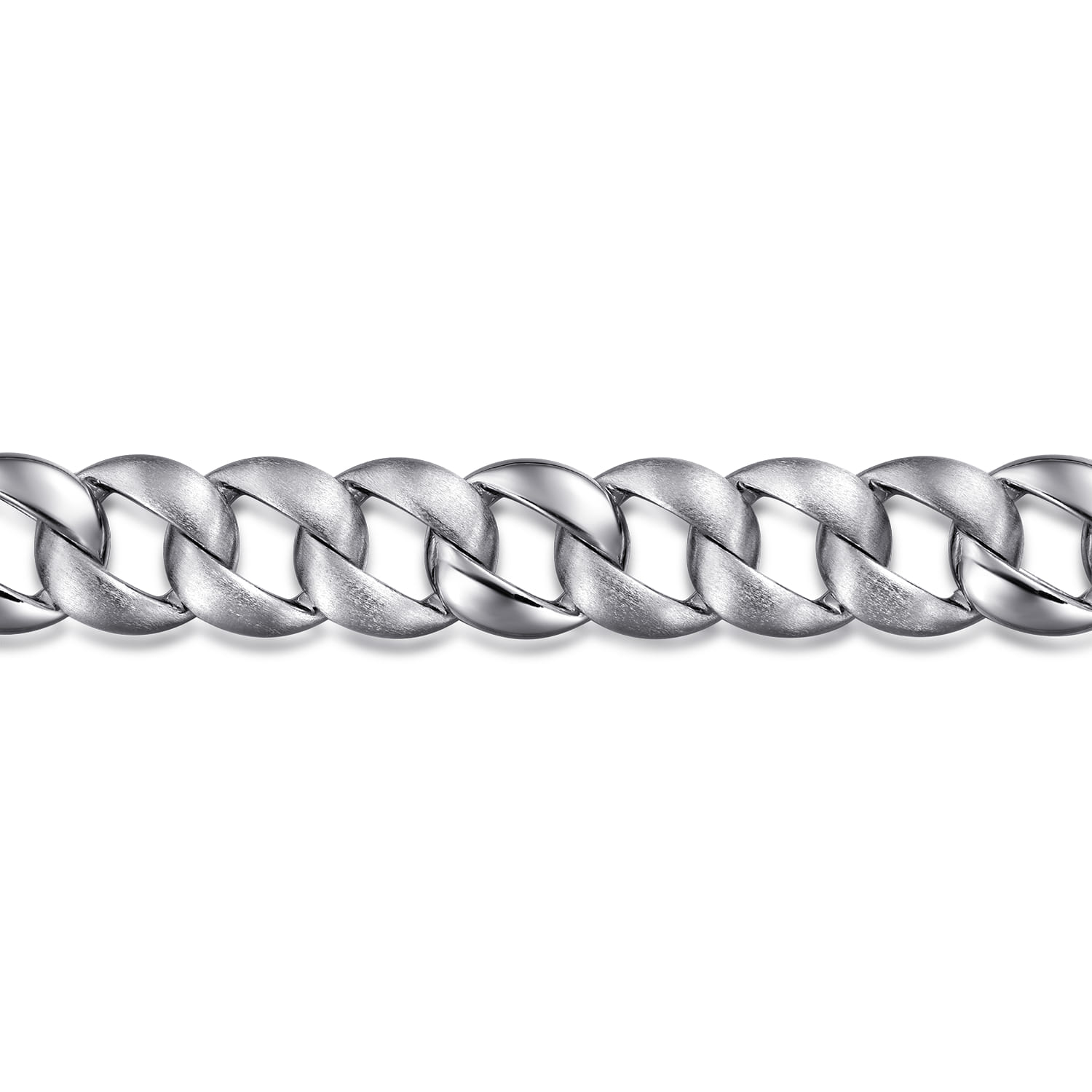 14mm 925 Sterling Silver Men's Solid Flat Heavy Link Chain Bracelet - Shot 2