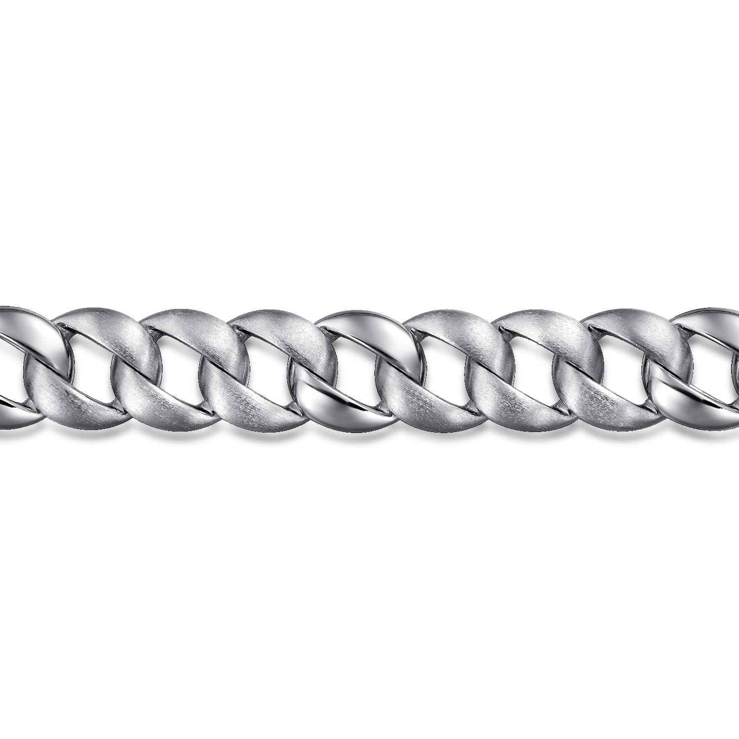 14mm 925 Sterling Silver Men's Solid Flat Heavy Link Chain Bracelet - Shot 2
