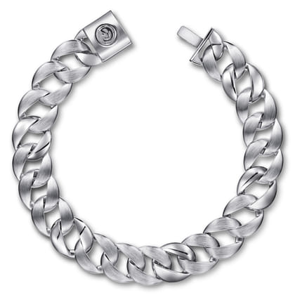 14mm 925 Sterling Silver Men's Solid Flat Heavy Link Chain Bracelet