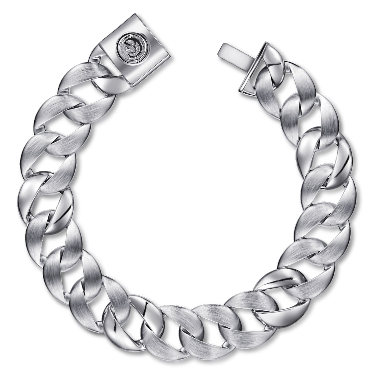 14mm Sterling Silver Solid Flat Heavy Chain Bracelet - Shot 1