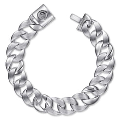 14mm Sterling Silver Solid Flat Heavy Chain Bracelet