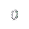15mm 14K White Gold Diamond and Oval Emerald Huggie Earrings - 0.5 ct
