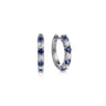 15mm 14K White Gold Diamond and Sapphire Huggie Earrings - 0.38 ct
