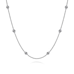 16 Inch 14K White Gold Diamond Station DBY Necklace