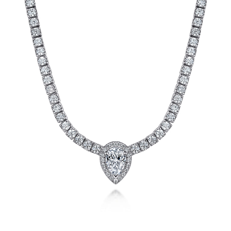 17 inch 14K White Gold Diamond Tennis Necklace - 3.05 ct - Shot 1