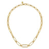 17 inch 14K Yellow Casted Gold Bujukan Ball Link and Hollow Paperclip Link Chain Necklace