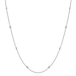 18 Inch 14K White Gold Marquise and Round Diamond Station Necklace