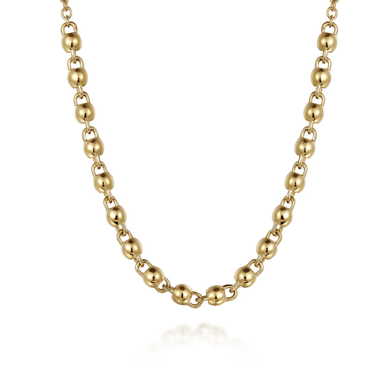 18 Inch 14K Yellow Gold Beaded Station Necklace - Shot 1