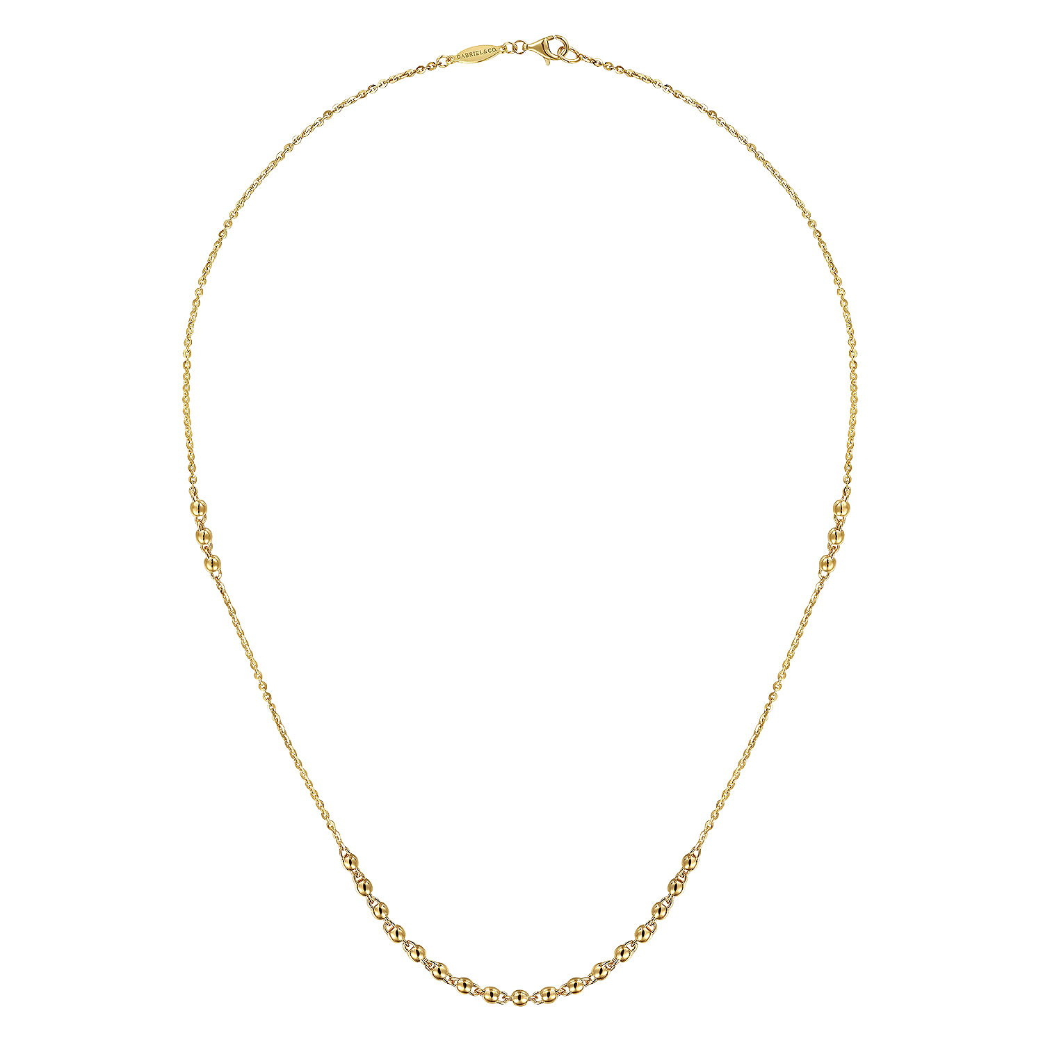 18 Inch 14K Yellow Gold Beaded Station Necklace - Shot 2