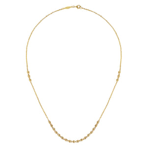 18 Inch 14K Yellow Gold Beaded Station Necklace
