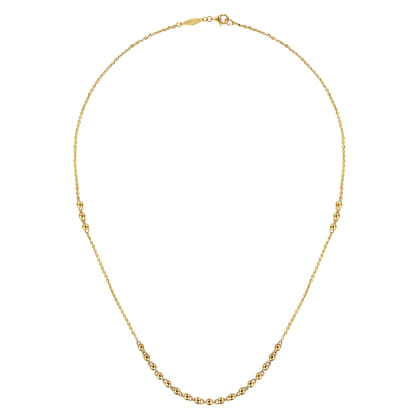 18 Inch 14K Yellow Gold Beaded Station Necklace