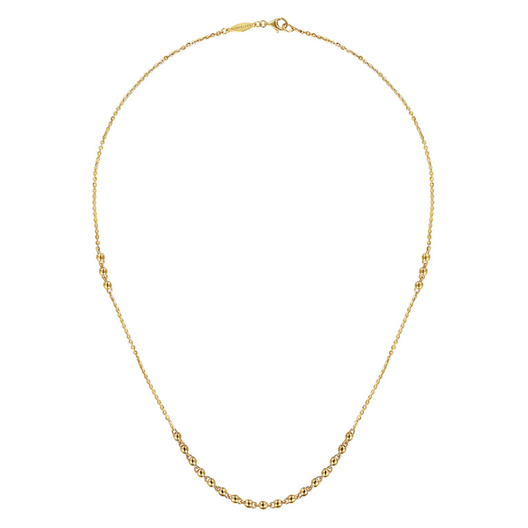 18 Inch 14K Yellow Gold Beaded Station Necklace - Shot 2