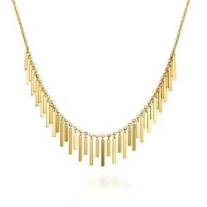 18 Inch 14K Yellow Gold Spear Drops Necklace