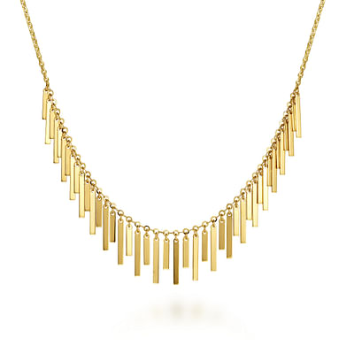 18 Inch 14K Yellow Gold Spear Drops Necklace