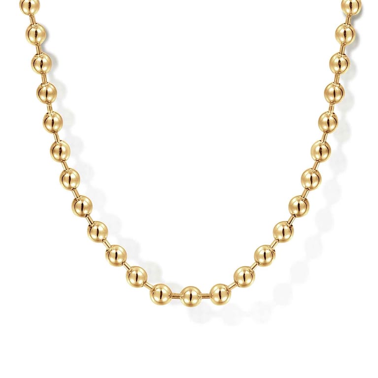 18 Inch 3mm 14K Yellow Gold Hollow Ball Chain Necklace - Shot 1