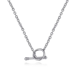 18 Inch 925 Sterling Silver Toggle Necklace