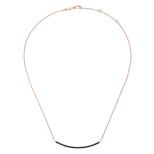 18 inch 14K Rose Gold Black Diamond Pave Curved Bar Necklace - 0.4 ct - Shot 2