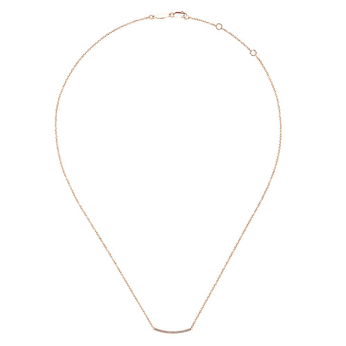 18 inch 14K Rose Gold Diamond Pave Curved Bar Necklace - 0.19 ct - Shot 2