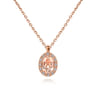 18 inch 14K Rose Gold Morganite and Diamond Halo Drop Necklace - 0.06 ct