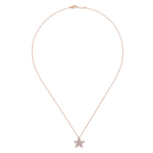 18 inch 14K Rose Gold Pave Diamond Starfish Pendant Necklace