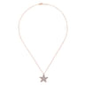 18 inch 14K Rose Gold Pave Diamond Starfish Pendant Necklace - 1.05 ct