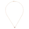 18 inch 14K Rose Gold Round Morganite and Diamond Halo Pendant Necklace - 0.2 ct