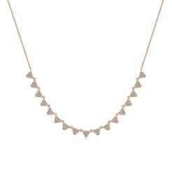 18 inch 14K Rose Gold Scalloped Diamond Choker Necklace