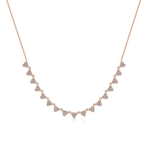 18 inch 14K Rose Gold Scalloped Diamond Choker Necklace