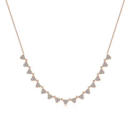 18 inch 14K Rose Gold Scalloped Diamond Choker Necklace