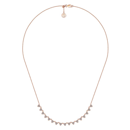 18 inch 14K Rose Gold Scalloped Diamond Choker Necklace