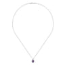 18 inch 14K White Gold Amethyst and Diamond Halo Drop Necklace - 0.06 ct