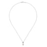 18 inch 14K White Gold Cultured Pearl and Floral Diamond Pendant Necklace - 0.07 ct