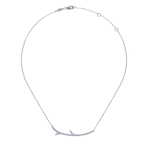 18 inch 14K White Gold Curved Diamond Branch Necklace - 0.4 ct - Shot 2