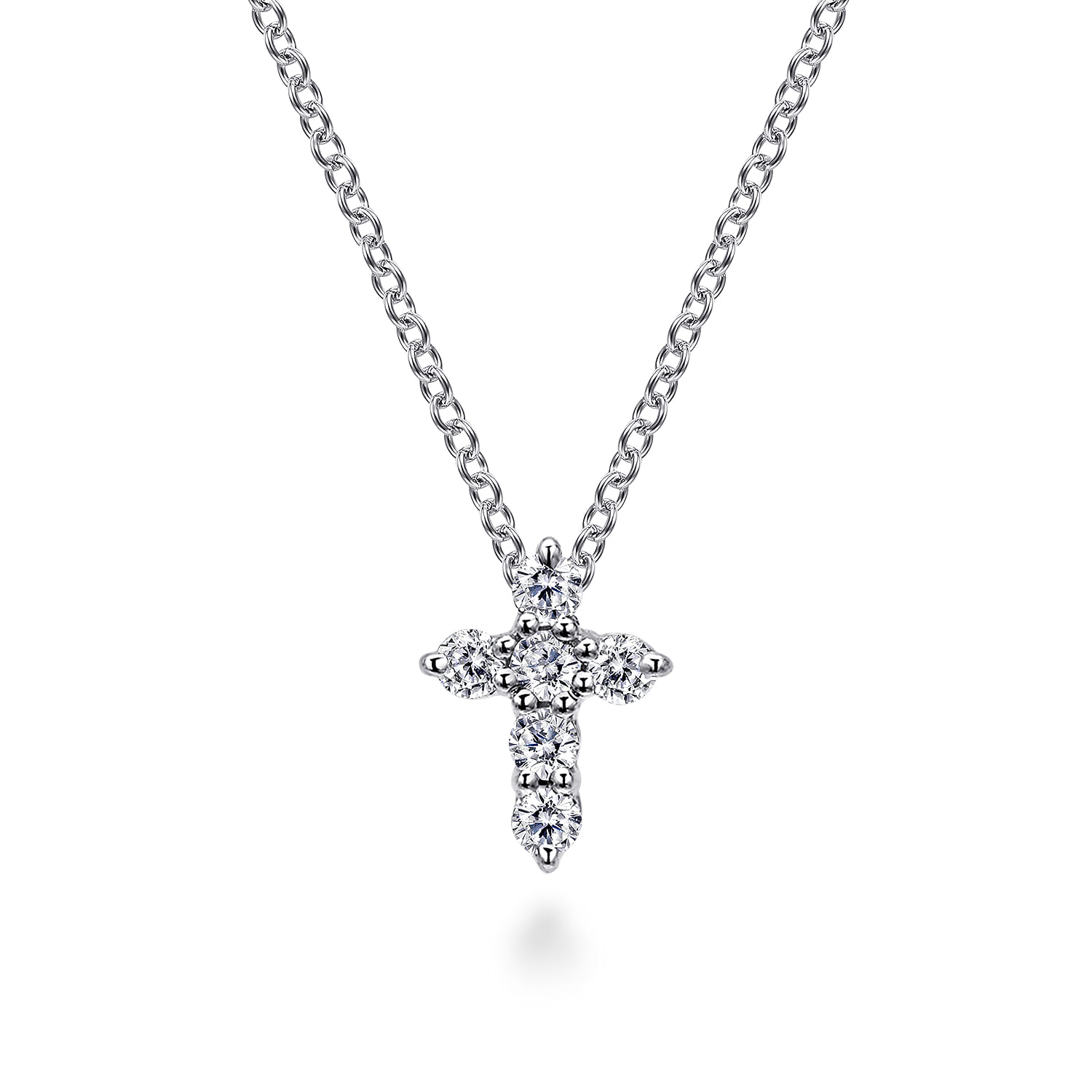 18 inch 14K White Gold Diamond Cross Pendant Necklace - 0.24 ct - Shot 1