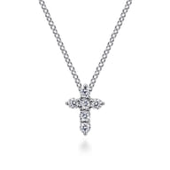 18 inch 14K White Gold Diamond Cross Pendant Necklace