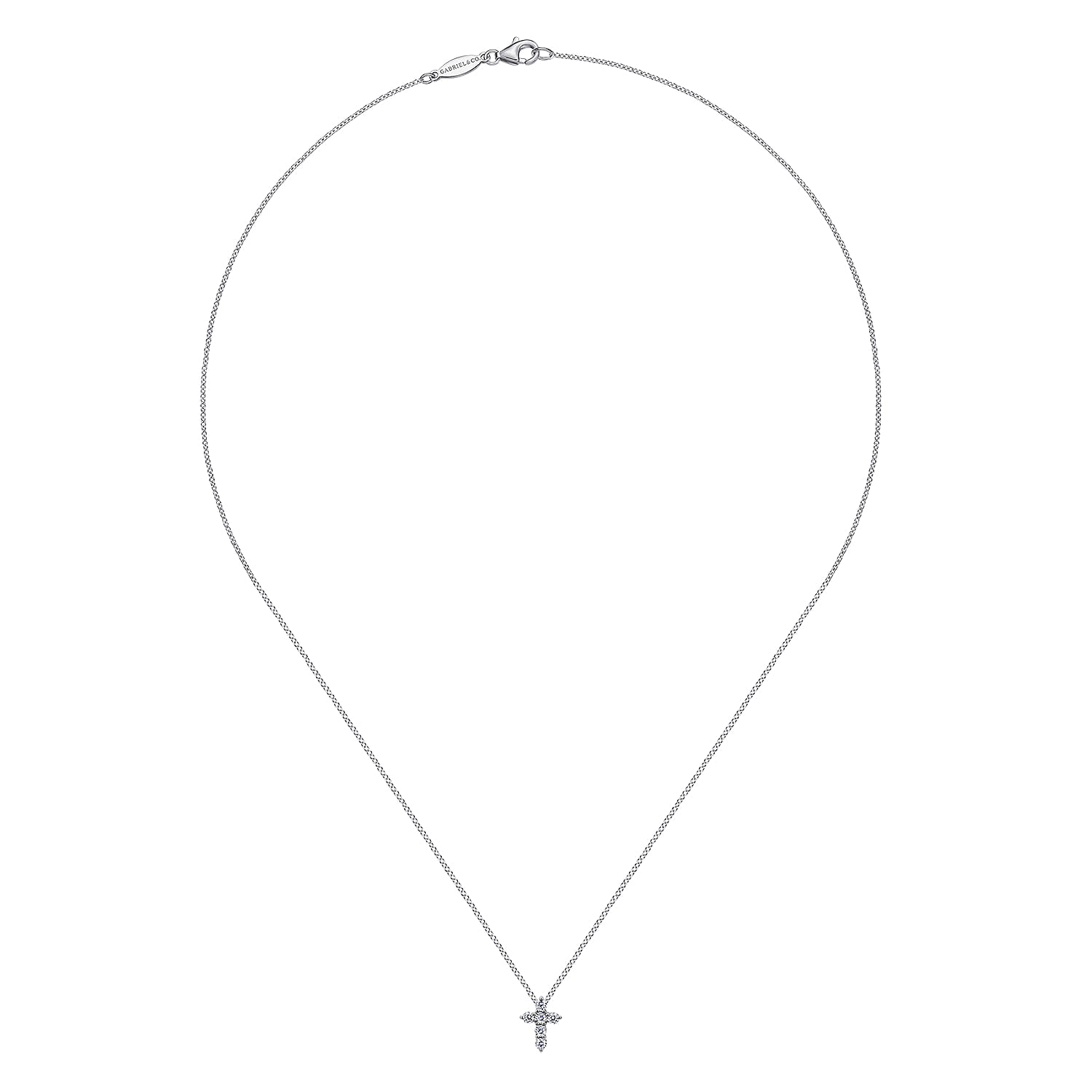 18 inch 14K White Gold Diamond Cross Pendant Necklace - 0.24 ct - Shot 2