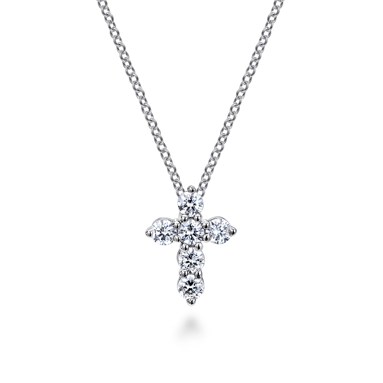 18 inch 14K White Gold Diamond Cross Pendant Necklace - 0.5 ct - Shot 1