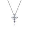 18 inch 14K White Gold Diamond Cross Pendant Necklace - 0.5 ct
